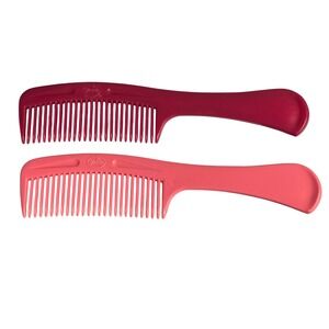 Vtg Goody USA Hair Combs Set of 2 Pink Berry Red Plastic Handle Dressing Comb